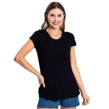 Imagem de Blusa Feminina Andorra Flamê Básica Rovitex Preto, M, Preto