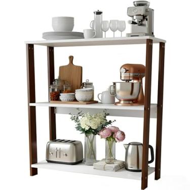 Imagem de Estante Pequena Sapateira Livreiro Estilo Industrial Prateleira Aparador Buffet sala Cozinha Quarto Decoração Cantinho(Nature/Branco)