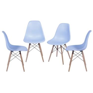 Imagem de Kit 4 Cadeiras DKR Kids Base Madeira (Azul)