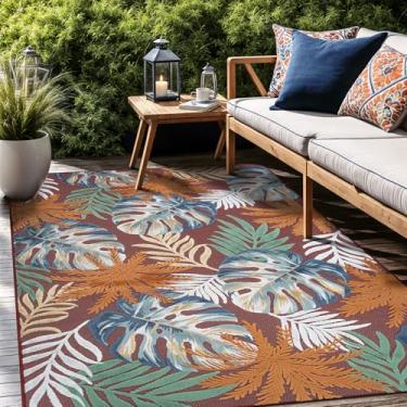 Imagem de Luul Home Tapetes florais para ambientes internos e externos, 12 x 17 cm, tapete de área grande para sala de estar, decoração de pátio, cozinha e tapete de entrada, tapete externo lavável resistente a