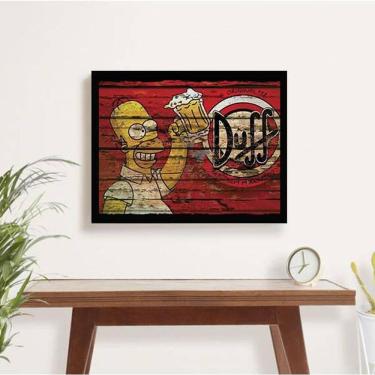 Imagem de Quadro Decorativo Homer Simpson Duff Beer Rústico 45X34Cm