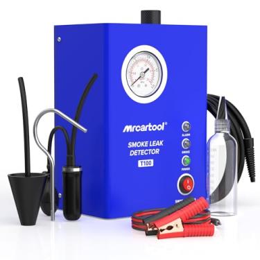 Imagem de MR CARTOOL Detector de vazamento de máquina de fumaça T100, testador de vazamento de fumaça EVAP automotivo com bomba de ar e medidor de pressão integrados, kit de ferramentas de diagnóstico de