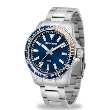 Imagem de Relógio Mondaine Masculino Analógico De Pulso Prateado Azul-marinho Sofisticado Quartz Pulseira Em Aço Inoxidável Brilha No Escuro Prova D'água 50 Metros Original