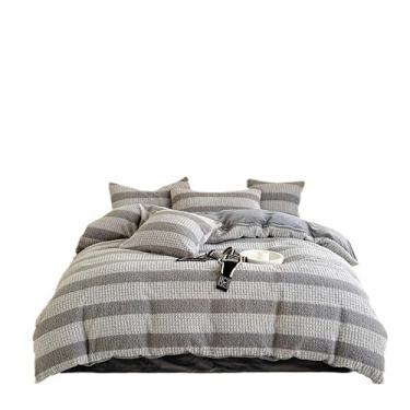 Imagem de THJKUPO Conjunto de quatro peças de veludo quente de veludo leite, capa de edredom de pelúcia de alto peso, lençol de cama de flanela (220 * 240 cm)