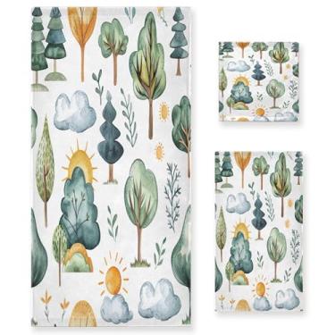 Imagem de xigua Conjunto de toalhas de banheiro nuvens e sóis absorvente macio 3 peças toalha de banho toalha de mão toalhas decorativas para banheiro, academia, hotel, praia, piscina