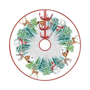 Imagem de Tapete Grande Para Árvore De Natal 90/120cm Com Decoração De Papai Noe