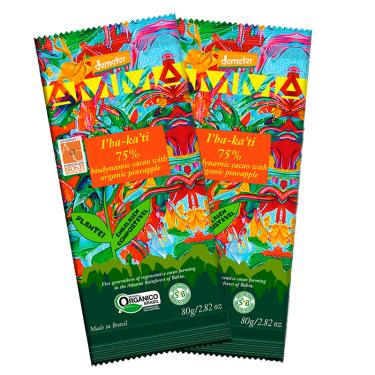 Imagem de Kit 2X: Chocolate I'BA-KA'TI 75% Cacau com Abacaxi Biodinâmico Demeter Amma Chocolate 80g