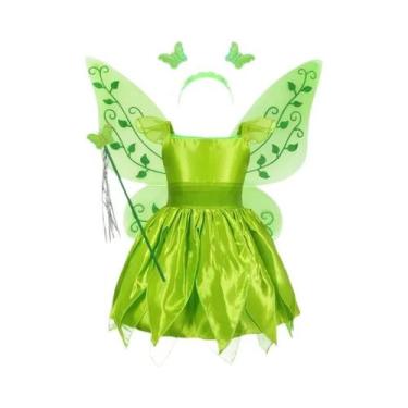Imagem de Fantasia De Fada Tinker Bell Verde Para Meninas Com Asas, Fantasia De 