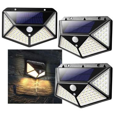 Imagem de Luminaria Andarela Solar Sensor Movimento 100 Leds Kit 3 Und