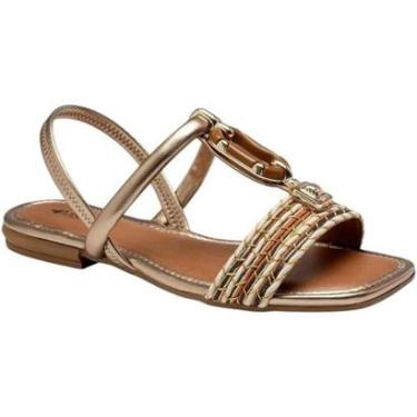 Imagem de Sandália Mississipi Rasteira Tiras com Apliques Metalizados Feminina-Feminino