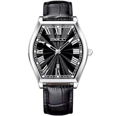 Imagem de Relogio Analógico Masculino De Quartzo Design Criativo Tonneau à Prova D'água Preto