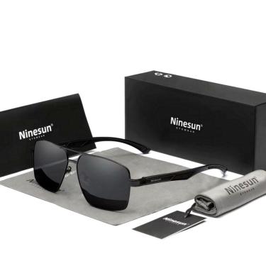 Imagem de Óculos De Sol Masculino Design Quadrados Estilo Classico Piloto Com Protecao Uv400 Preto