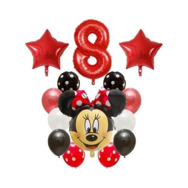 Imagem de Balões Mickey E Minnie Mouse 14pcs Balões De Número Em Folha De Látex 
