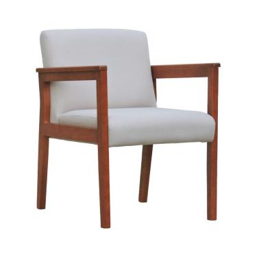 Imagem de Poltrona Veneza Estrutura Em Madeira Maciça Assento E Encosto Estofado - Amêndoa Linho Bege