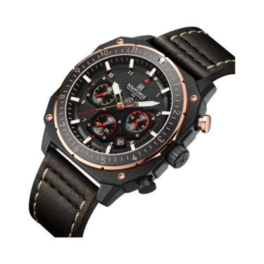 Imagem de Relógio Esportivo Masculino De Luxo À Prova d'Água Em Couro Com Quartz