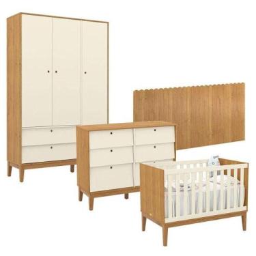 Imagem de Quarto De Bebê Unique 3 Portas Com Cômoda 6 Gavetas E Painel Farm Frei