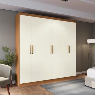 Imagem de Guarda-roupa 6 Portas e 2 Gavetas de Madeira Bigger Lo Canela/Off White