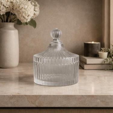 Imagem de Bomboniere de Vidro 10x11 cm Transparente com Tampa para Doces e Decor