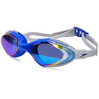 Imagem de Óculos de Natação, Speedo, Hydrovision Mirror, Lentes Espelhadas com Proteção UV e Antifog, Vedação M - Azul Sky