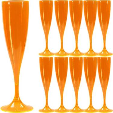 Imagem de 12 Taça Champanhe Laranja Neon Acrilica 170Ml Alta Qualidade - Jlk Pla