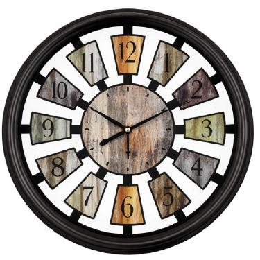 Imagem de Relogio De Parede Gigante Estilo Madeira Industrial 40Cm Retro Vintage Rustico Luxo Decorativo Redondo Casa Sala Analogi