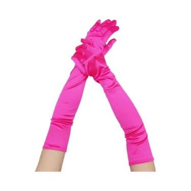 Imagem de Luvas Longas De Cetim Pretas, Brancas E Vermelhas Para Adultos, Estilo