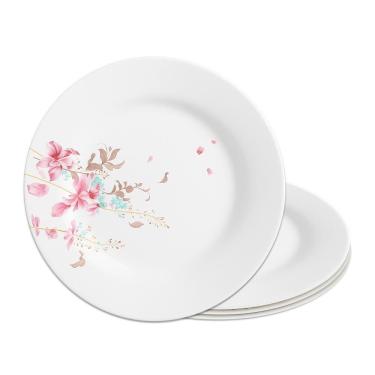 Imagem de Jogo 4 Prato De Sobremesa De Vidro Branco Flowers Bord Em Casa Tem 20cm