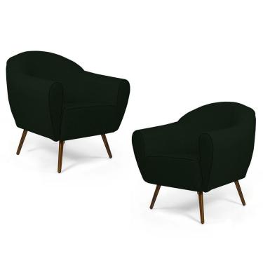 Imagem de Kit 02 Poltronas Nina Pés Palito Madeira C-117 Verde Musgo