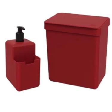 Imagem de Kit Organizador De Cozinha Coza Com 1 Lixeira 2,5L e 1 Dispenser Porta