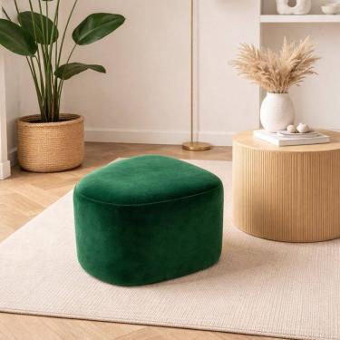 Imagem de Puff Orgânico Ana 80 Cm Veludo Verde