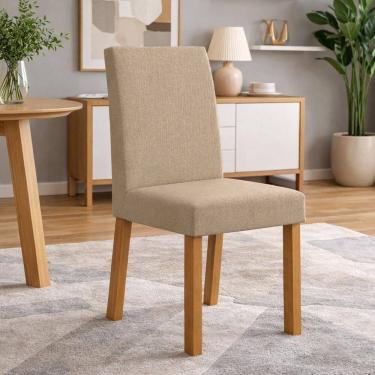 Imagem de Kit com 4 Cadeiras para Sala de Jantar Laini Amêndoa Clean/Bege