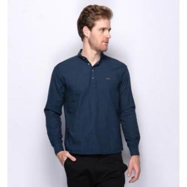 Imagem de Bata Masculina Camisa Gola Padre Linho Algodão Manga Longa-Masculino