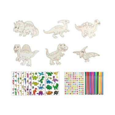 Imagem de Conjunto De Artesanato De Dinossauros Em Madeira 218 Peças, Brinquedos