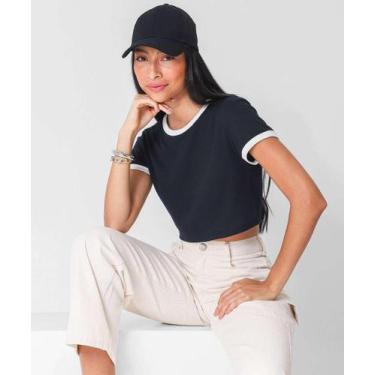 Imagem de Blusa Cropped Feminina Canelada Marisa Preto-31010, Preto, P