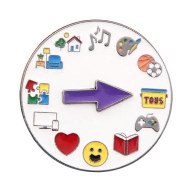 Imagem de Broche Rotativo De Bússola De Cores Esmaltado, Distintivo De Roda De C