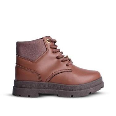 Imagem de Bota Coturno Infantil Menina Kidy Style Camel Delicada Com Cadarço-Feminino