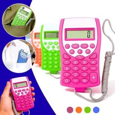 Imagem de Calculadora Colorida Portátil 8 Dígitos com Cordão Mini Calculadora Es