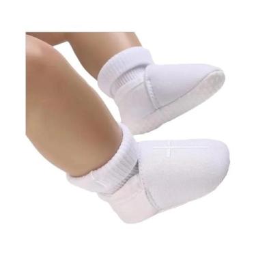 Imagem de Sapatos Brancos Para Bebês Recém-Nascidos Com Sola Macia Para Caminhad