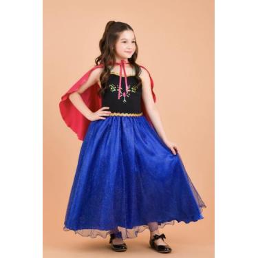 Imagem de Fantasia Infantil Princesas Anna Frozen Com Capa Luxo Festas - fantasi