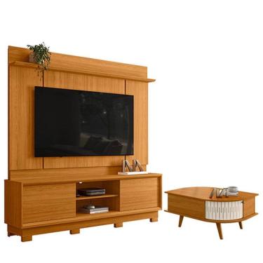 Imagem de Estante Home Theater Siena Com Pés Cinamomo Com Mesa De Centro Indianápolis Cinamomo Of...