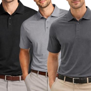 Imagem de Kit 3 Camisas Polo Poliamida Masculina Básica Premium Cor:Multicolorid