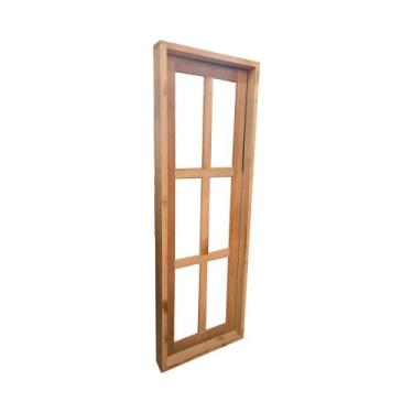 Imagem de Janela Vitrô Capelinha Pivotante de Madeira 80x30x7 Modelo Quadriculad