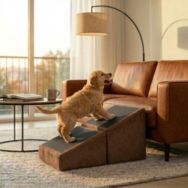 Imagem de Rampa Pet 2 em 1 Dobrável Puff Escada para Cachorro e Gato P03 Cor:Mar