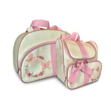 Imagem de Kit Bolsa Maternidade 2 Peças Luxo Grande Impermeável + Mochila para B