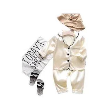 Imagem de Conjuntos De Pijamas De Seda Para Bebês Meninas E Meninos Com Estampa 