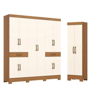 Imagem de Guarda Roupa Casal 10 Portas 02 Gavetas B384 com Armário Multiuso 2 Po