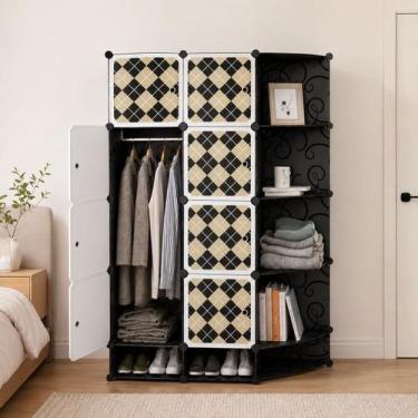 Imagem de Armário Portátil Modular Organizador Com Sapateira Cabideiro 15 Compar