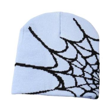 Imagem de Gorro Unissex Quente De Tricô Com Design De Teia De Aranha Estilo Y2K 
