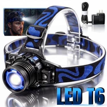 Imagem de Lanterna De Cabeça LED T6 Recarregável Zoom Longo Alcance Ajustável IP