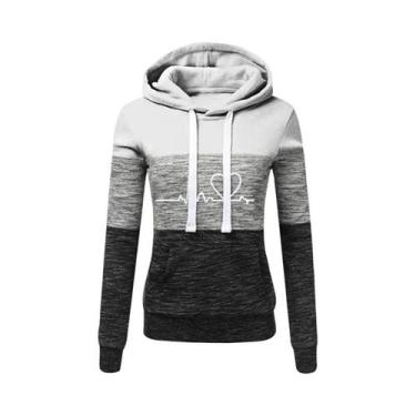 Imagem de Conjunto De Moletom Feminino Com Capuz E Calças Em Cores Contrastantes